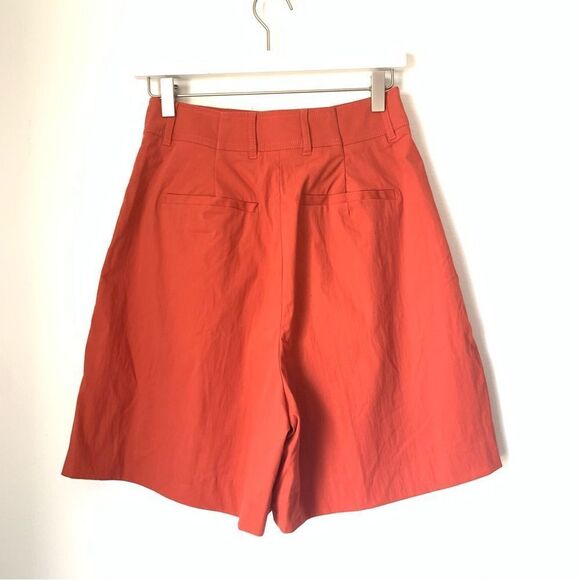 Rebecca Taylor Orange Pleated High Waist Trouser Shorts - Picture 5 of 6